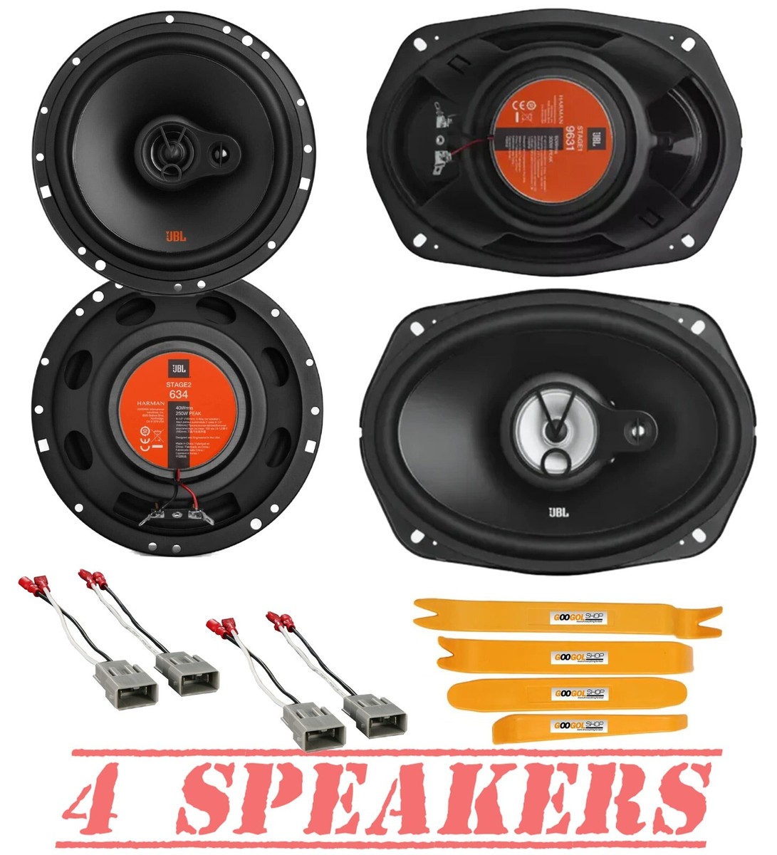 JBL Stage Front & Rear Door Car Replacement Speakers for 1998-2007