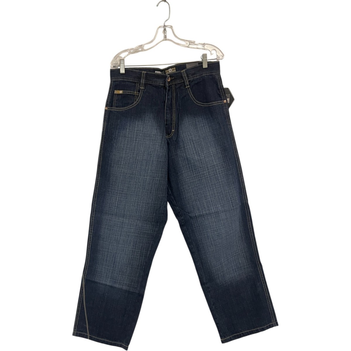 Southpole Jeans Mens 32x32 Blue Baggy Hip Hop Dark Wash Brown Tab