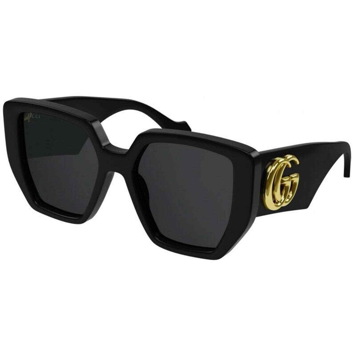 Gucci Sunglasses GG0956S 003 Black Gold Grey Square Woman