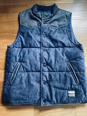 Momotaro Jeans US Duty Free Indigo Blue Denim Quilted Vest Mens