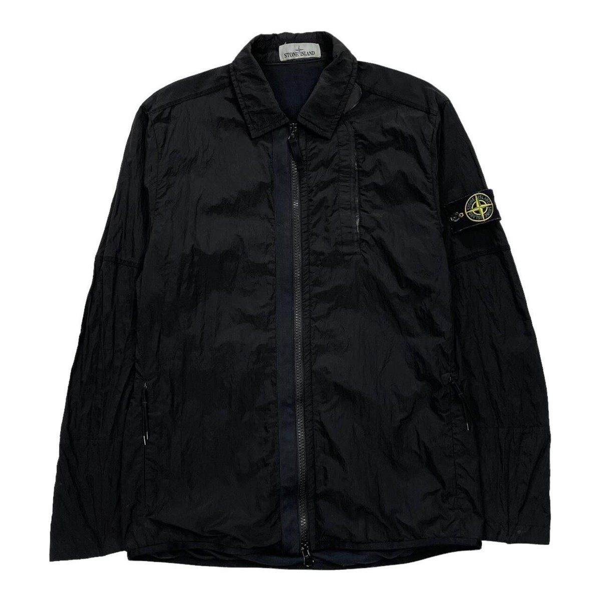 Stone Island Black Nylon Over Shirt Jacket Metal Crinkle Size