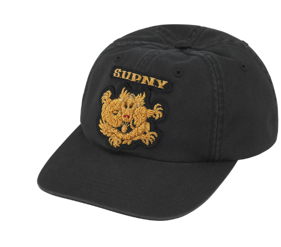Supreme Bullion Dragon 6-Panel Black SS25 Twill New Embroidered
