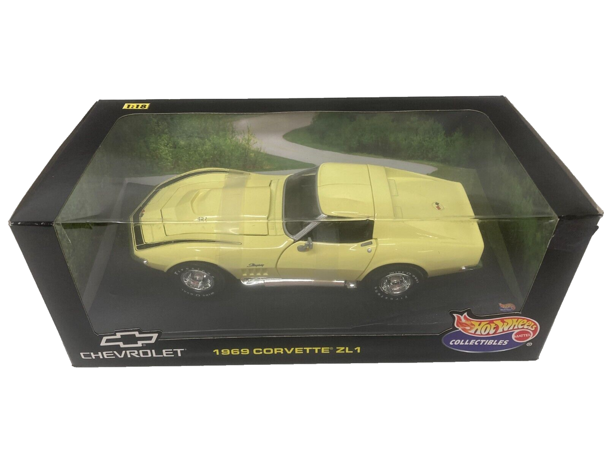 Corvette 1969 Yellow ZL1 Hot Wheels 1:18 th Diecast Model Car '69