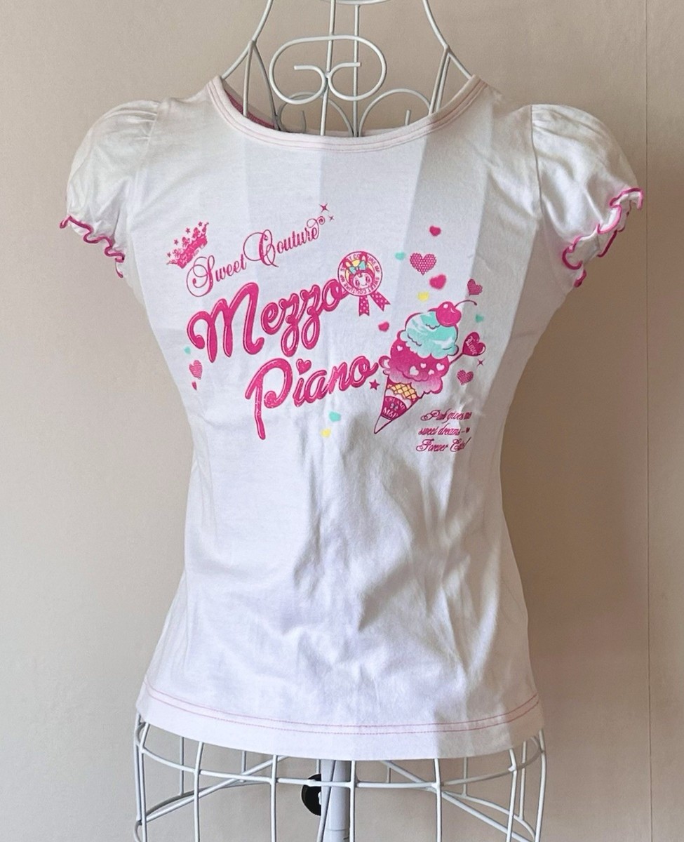 Mezzo Piano T-shirt White Pink Size S/140cm Berrie Heart Ice