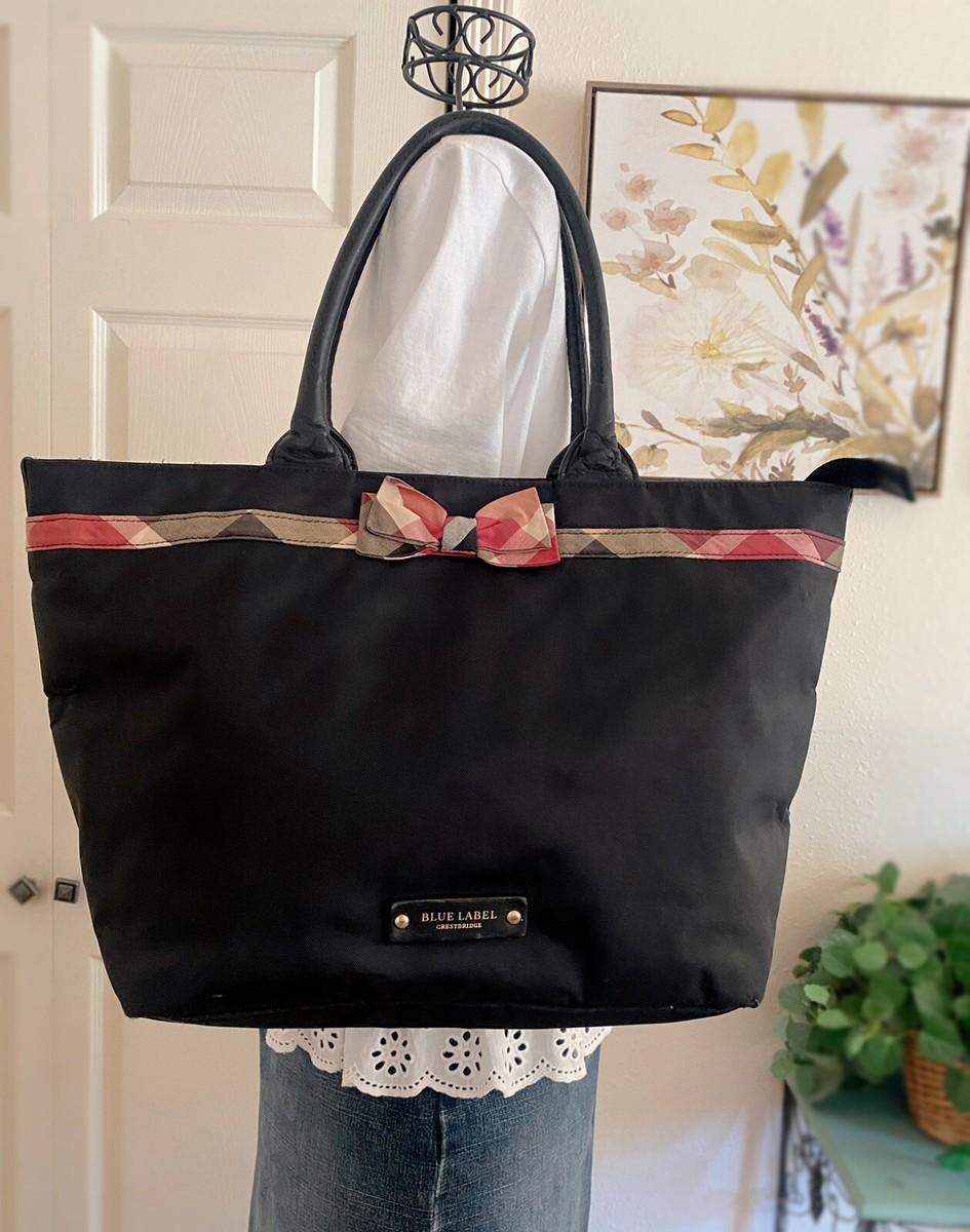 Auth BURBERRY BLUE LABEL Japan Large Tote Bag Nova Check Bow Black