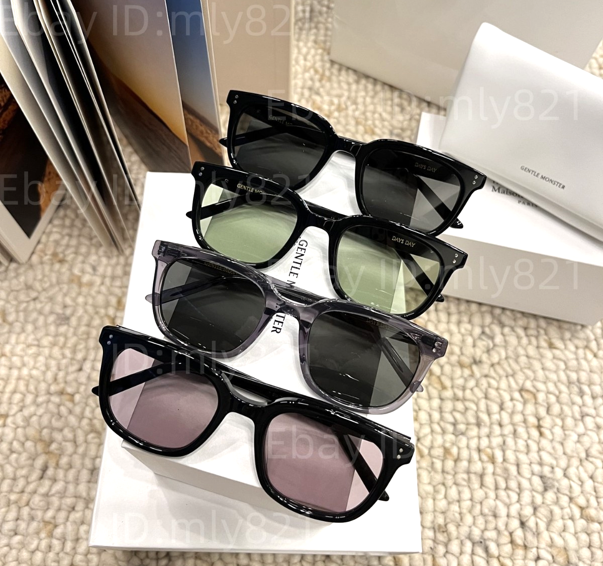 GentleMonster Days Day 01(K) Sunglasses Black Frame Green Lenses