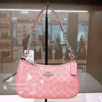 NWT Coach Teri Shoulder Bag In Signature Canvas CV933 Silver/Dusty