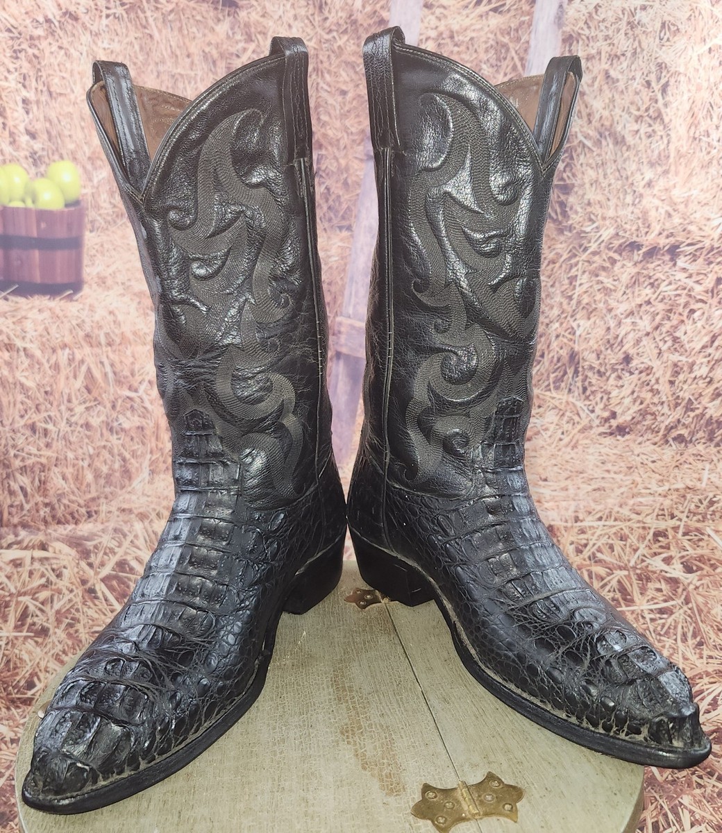 Men's Cowboy Western Boots Exotic Handmade Tony Lama Caiman Head