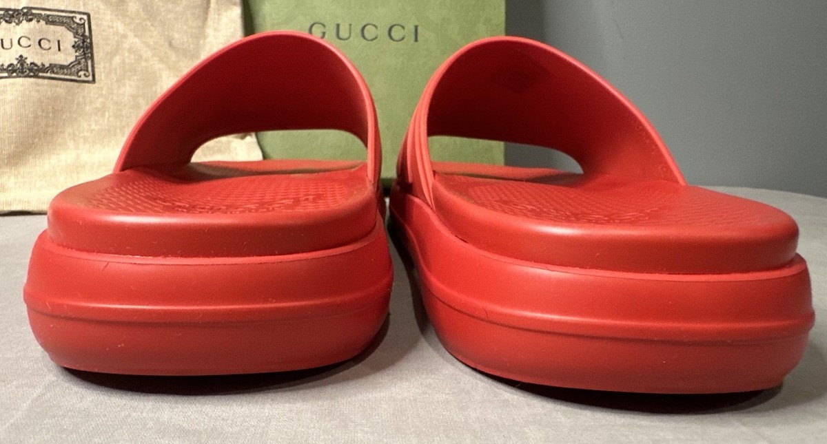 Gucci Interlocking G Red Slide Sandals Men's Size 11 (US 11.5