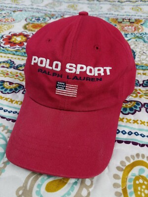 Polo Sport Ralph Lauren Vintage 90s Rare Red Dad Hat Cap Spell Out