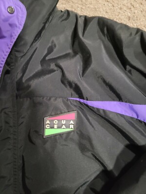 VINTAGE NIKE AQUA GEAR BLACK PINK NYLON DOWN 90's JACKET SZ. LARGE