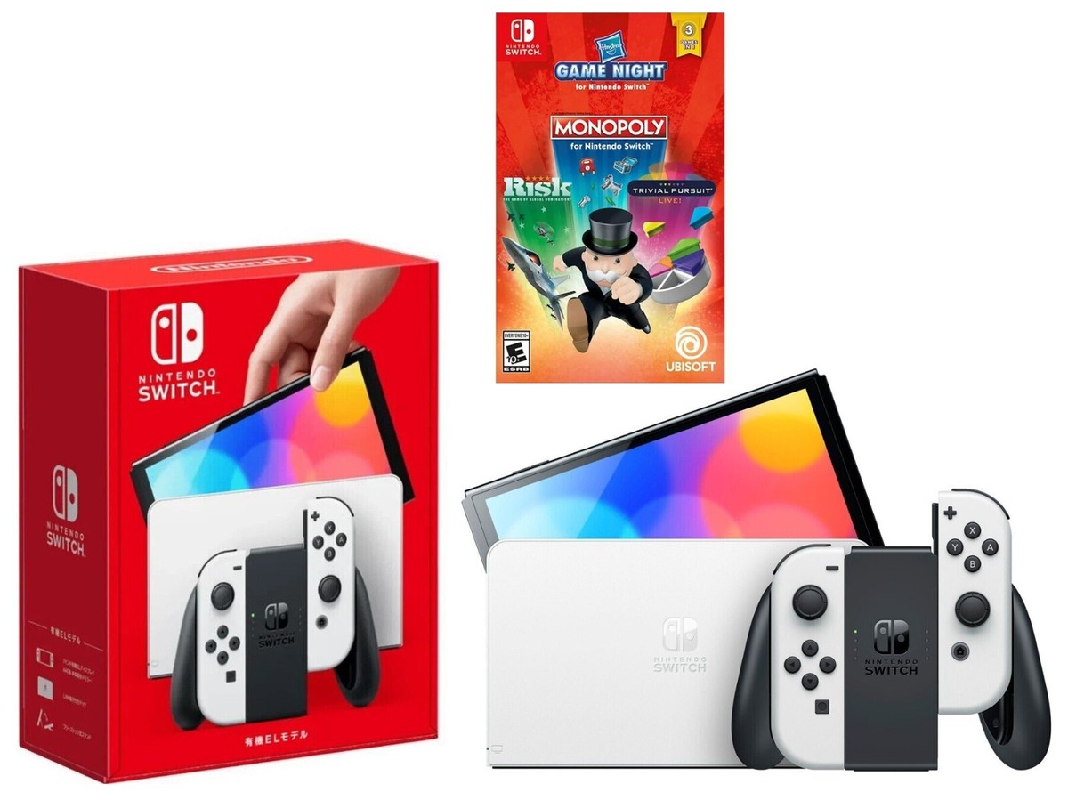 NEW Nintendo Switch White OLED 64GB Console + Hasbro Game Night