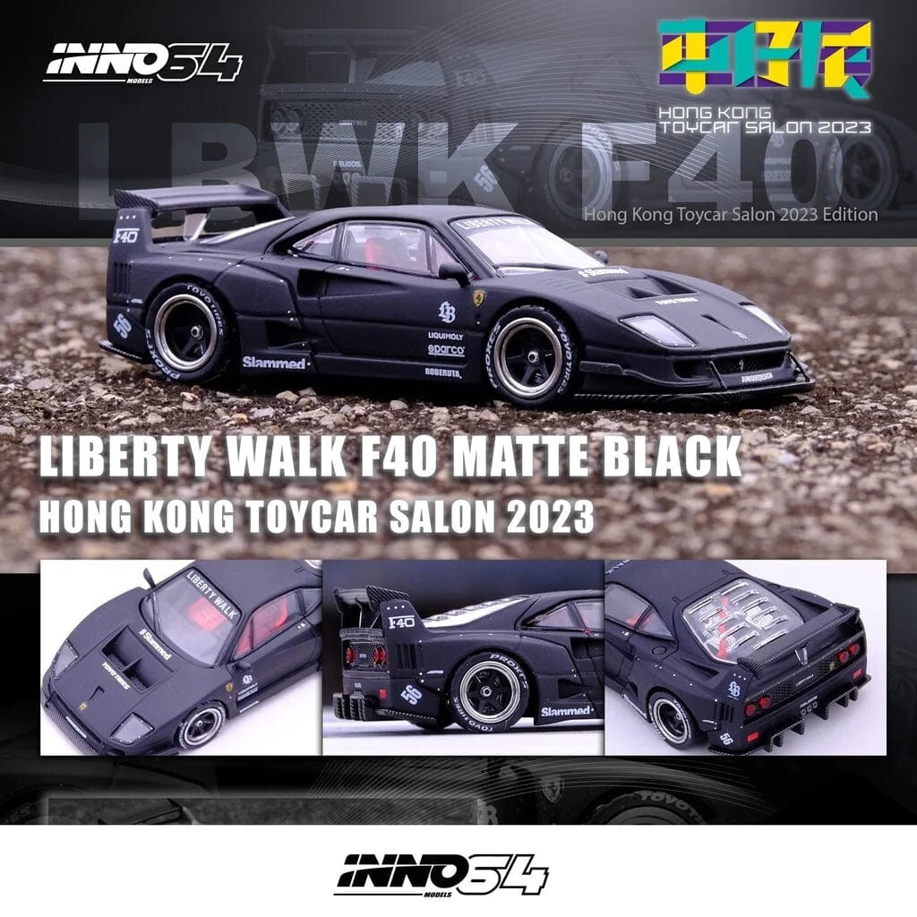 INNO64 1:64 LBWK Ferrari F40 Matte Black Hong Kong Toycar Salon
