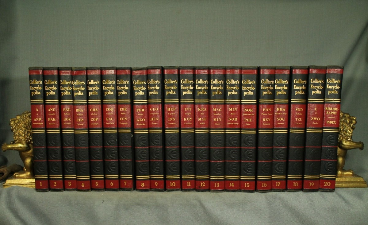 1953 20 volume set Collier's Encyclopedia black red gold