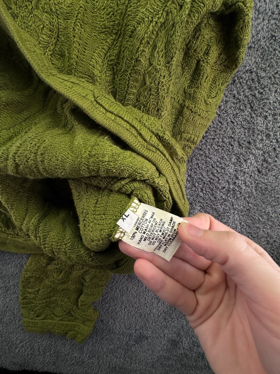 COOGI Basics Australia Sweater Solid Green 3D Knit XL Cotton