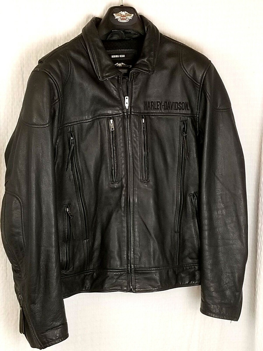 Harley Davidson Men's Black Leather Jacket RN 103819 Size Large | eBay