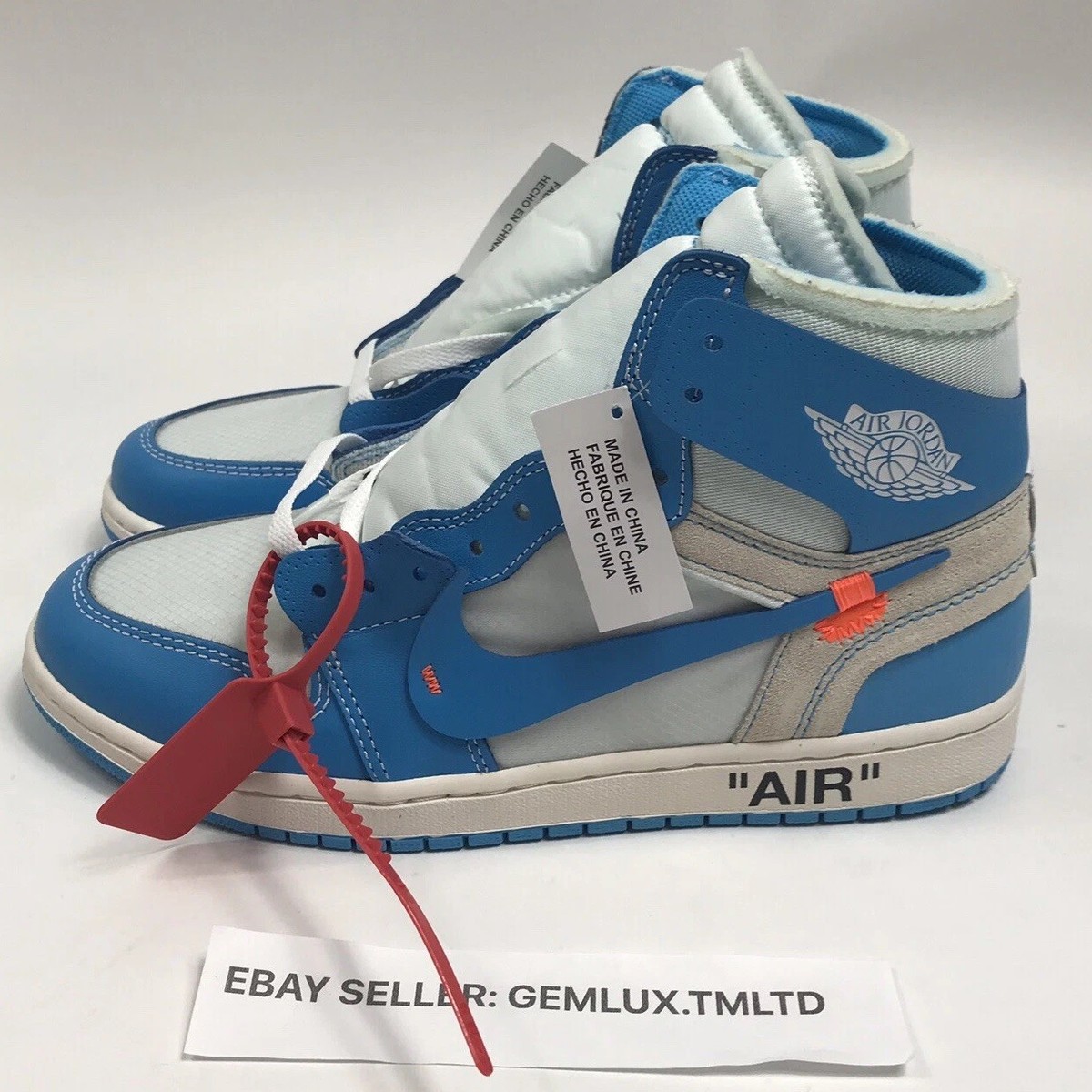 Nike Air Jordan 1 X Off-white Unc High-top Sneakers Size: Uk8.5