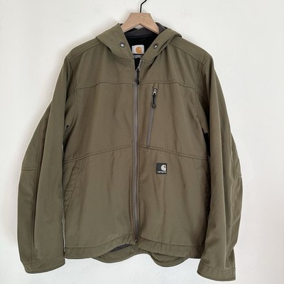 Carhartt Soft Shell Jacket Men's Medium Green Fleece Lined Hooded