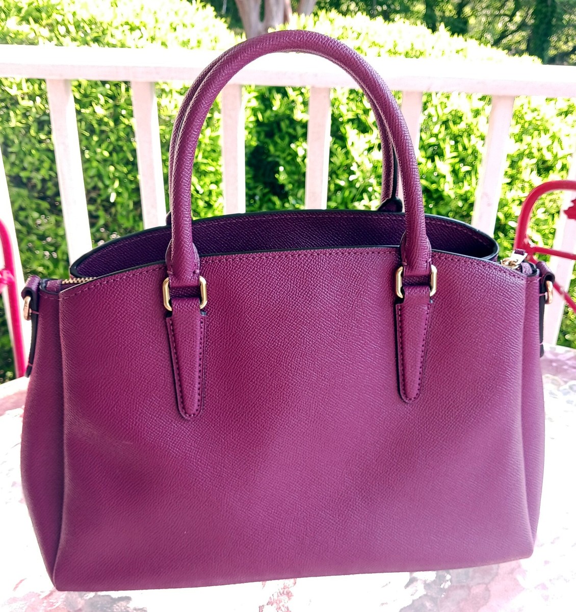 Coach F28976 Triple Compartment Leather Sage Carryall Berry Purple