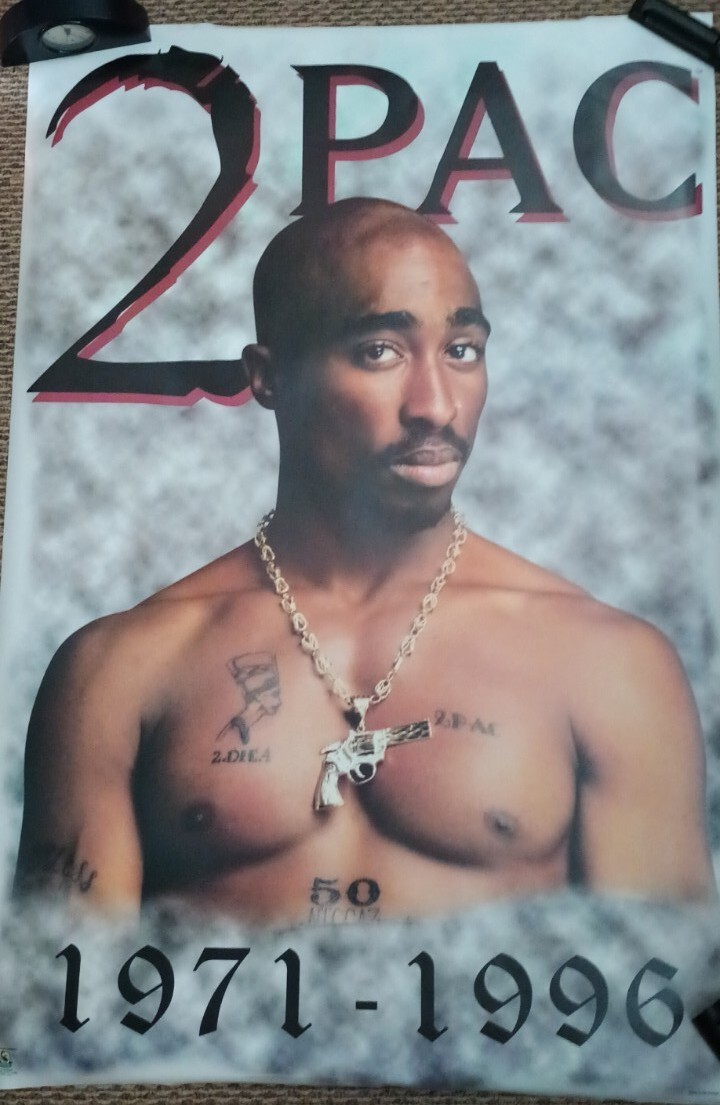 Tupac Poster GIANT 40x60 2pac Portrait Grey Dates Vintage 2002 US