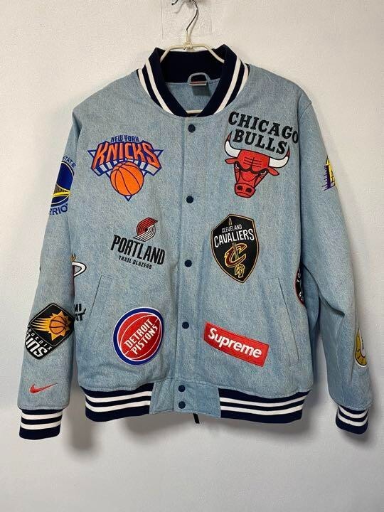 Supreme x NIKE AO3632-440 NBA Denim Warm-Up Jacket L blue Pre