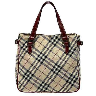 BURBERRY Blue Label Nova Check Hand Bag color Beige Red fashion