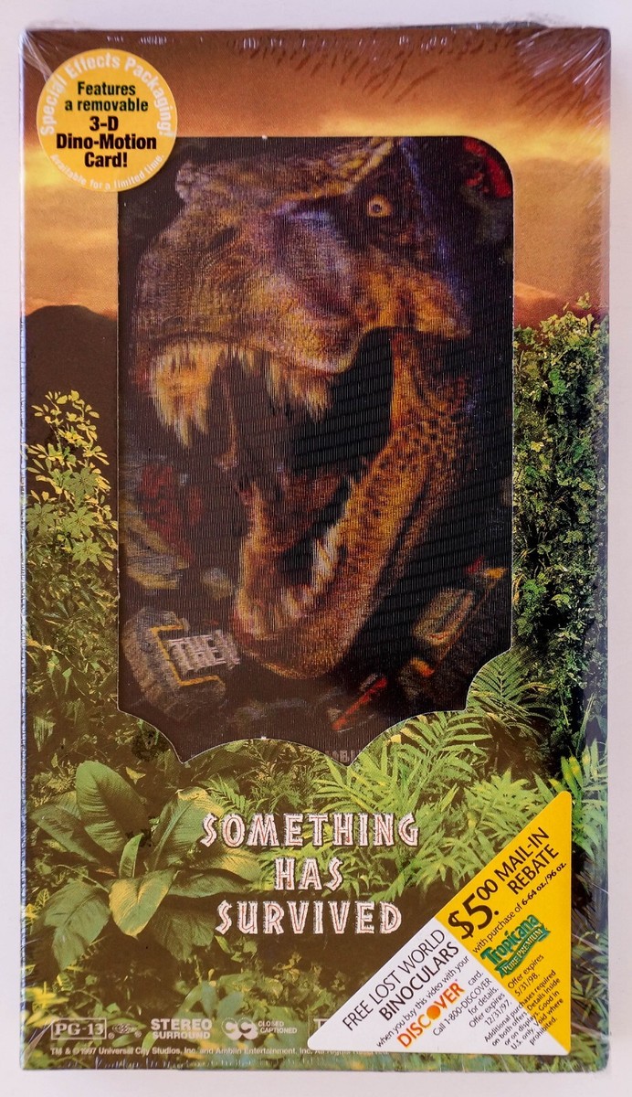 Jurassic Park- The Lost World VHS 1997 w 3D Dino Motion Card Brand