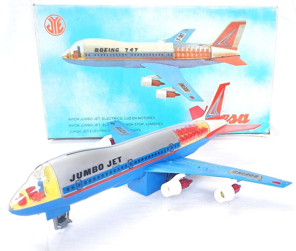 Jyesa Spain BOEING 747 JUMBO JET PLANE Battery Operated Plastic