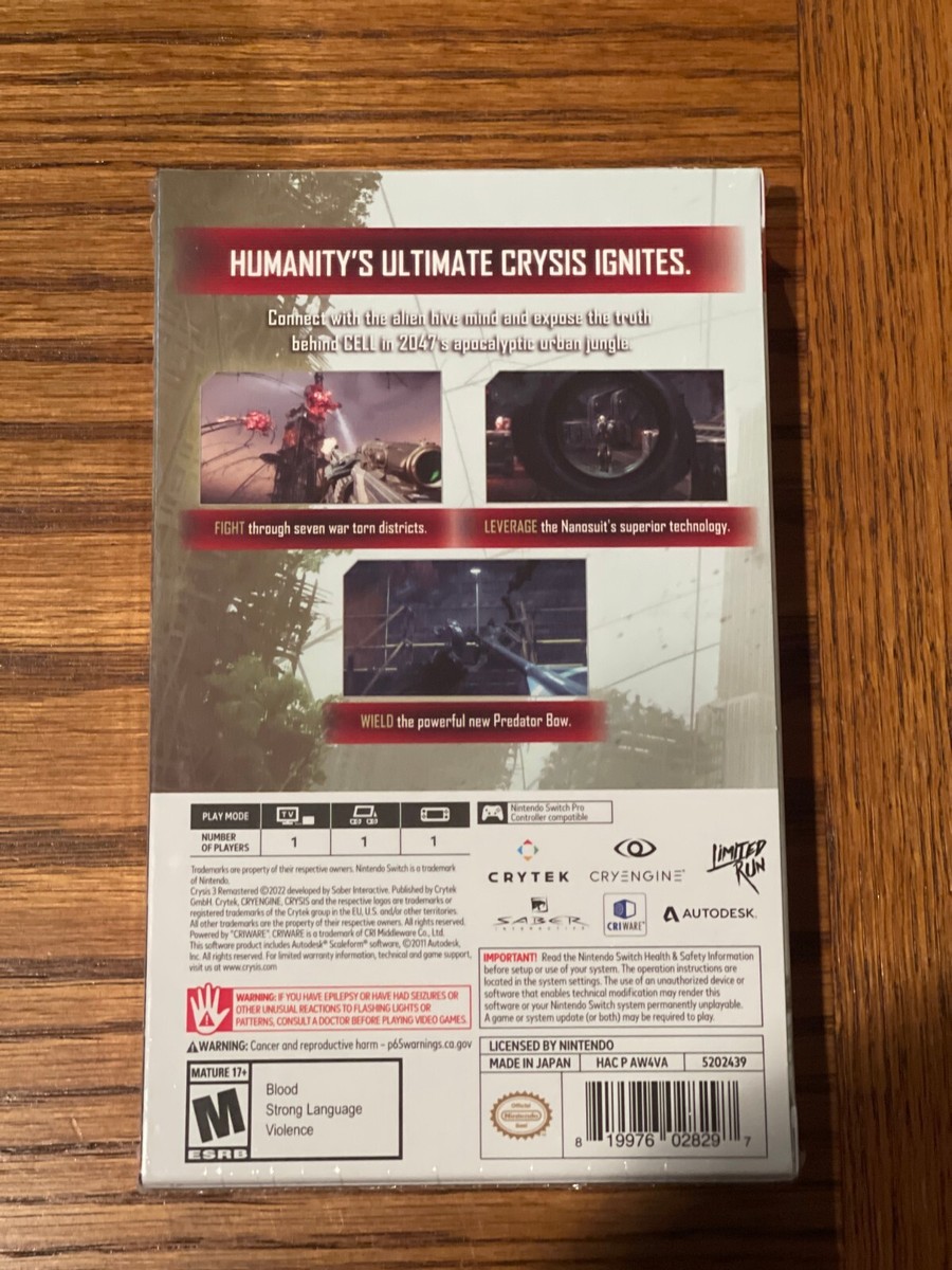 CRYSIS 3 REMASTERED DELUXE EDITION Nintendo Switch w/ Steelbook