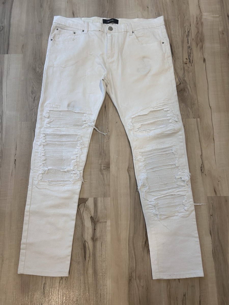 White Amiri Logo White Distressed Jeans Size 34 | eBay