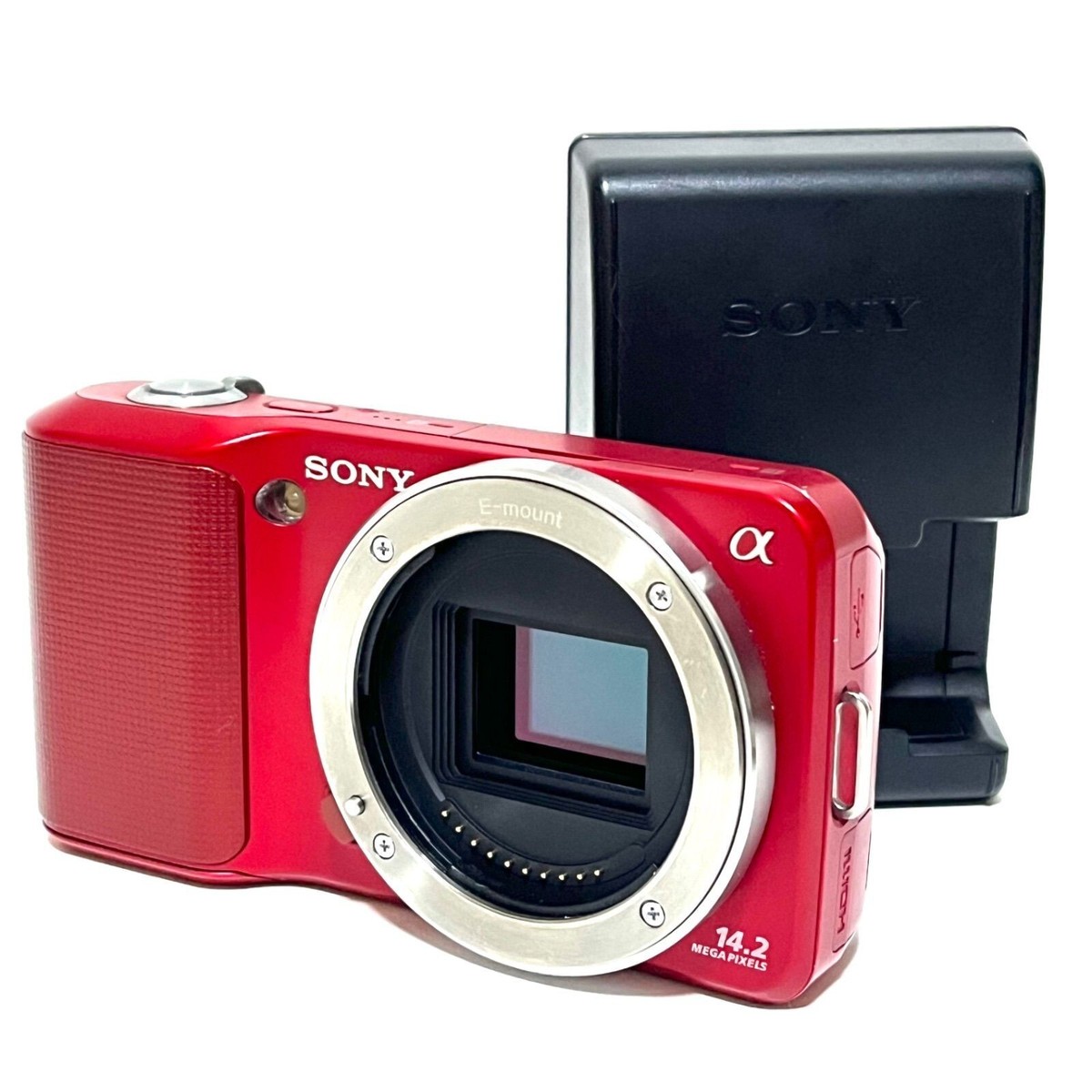 SONY NEX-3 Mirrorless Camera Body Red with Battery and charger