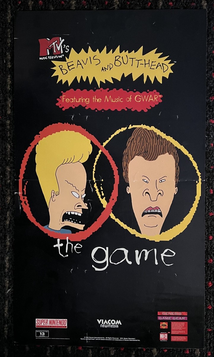 BEAVIS and BUTTHEAD video game Rare GWAR version 11x19 promo