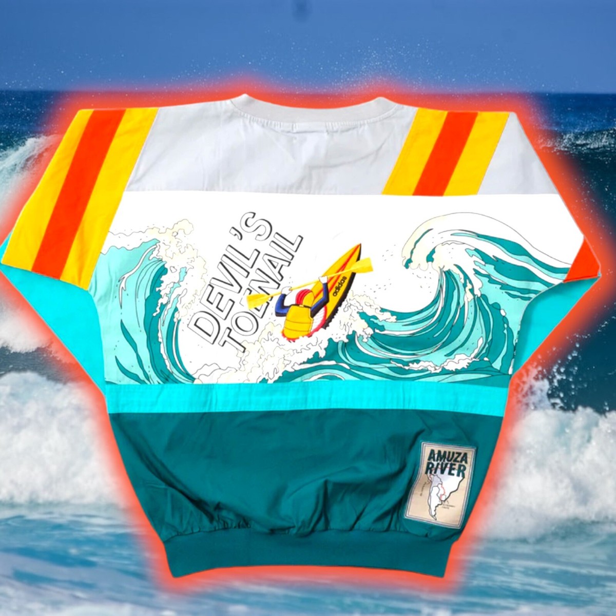 Vintage Adidas Devil's Toenail Kayaking Crewneck Sweatshirt Men's