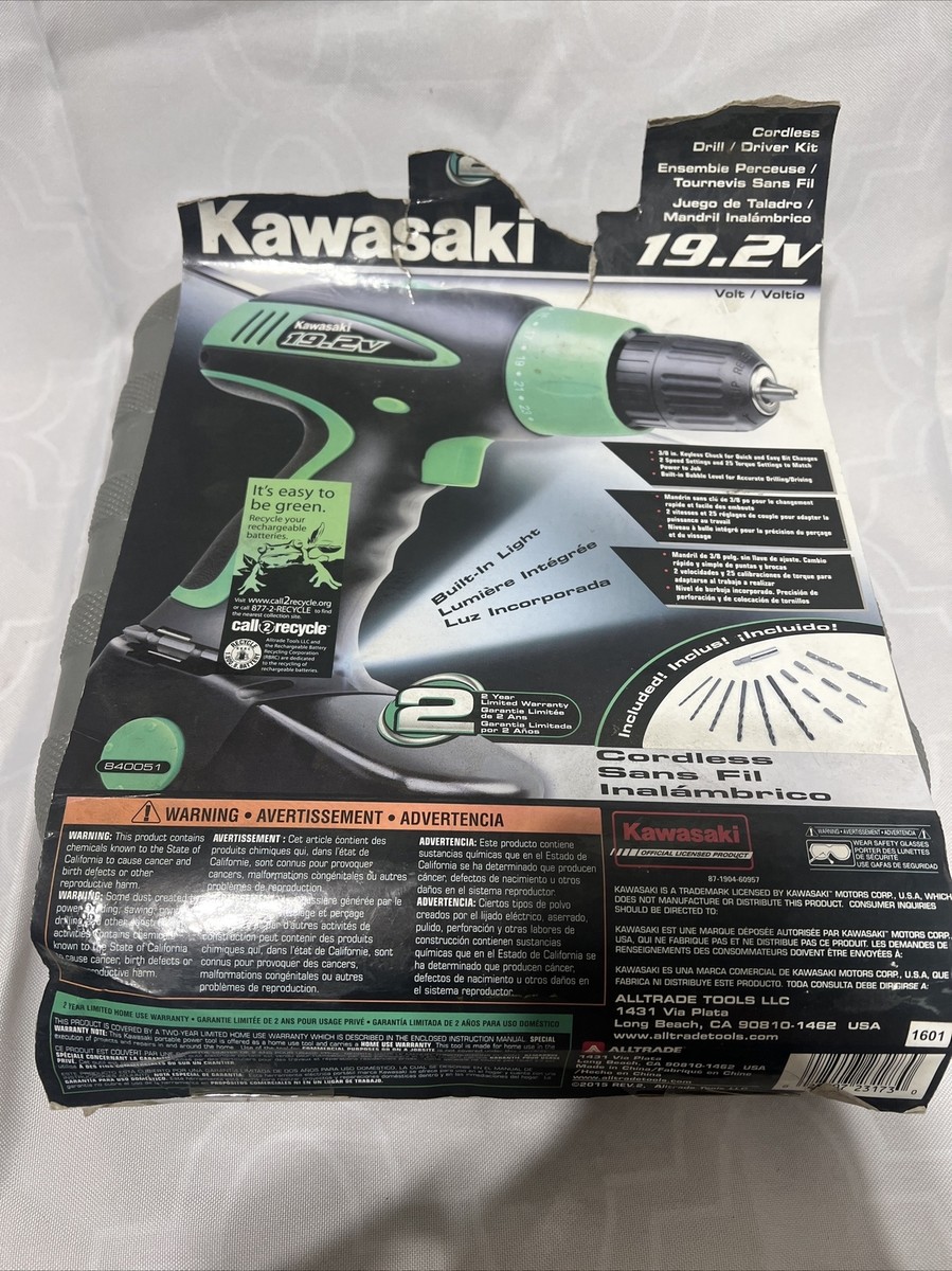 Kawasaki 840051 Drill Kit with 19.2-Volt Ni-Cad Cordless Drill | eBay