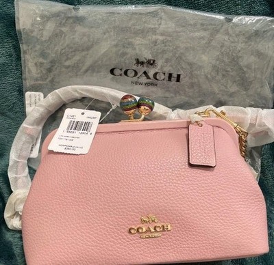 COACH Kiss Lock Logo Light Pink 2way Hand Bag Shoulder Bag New