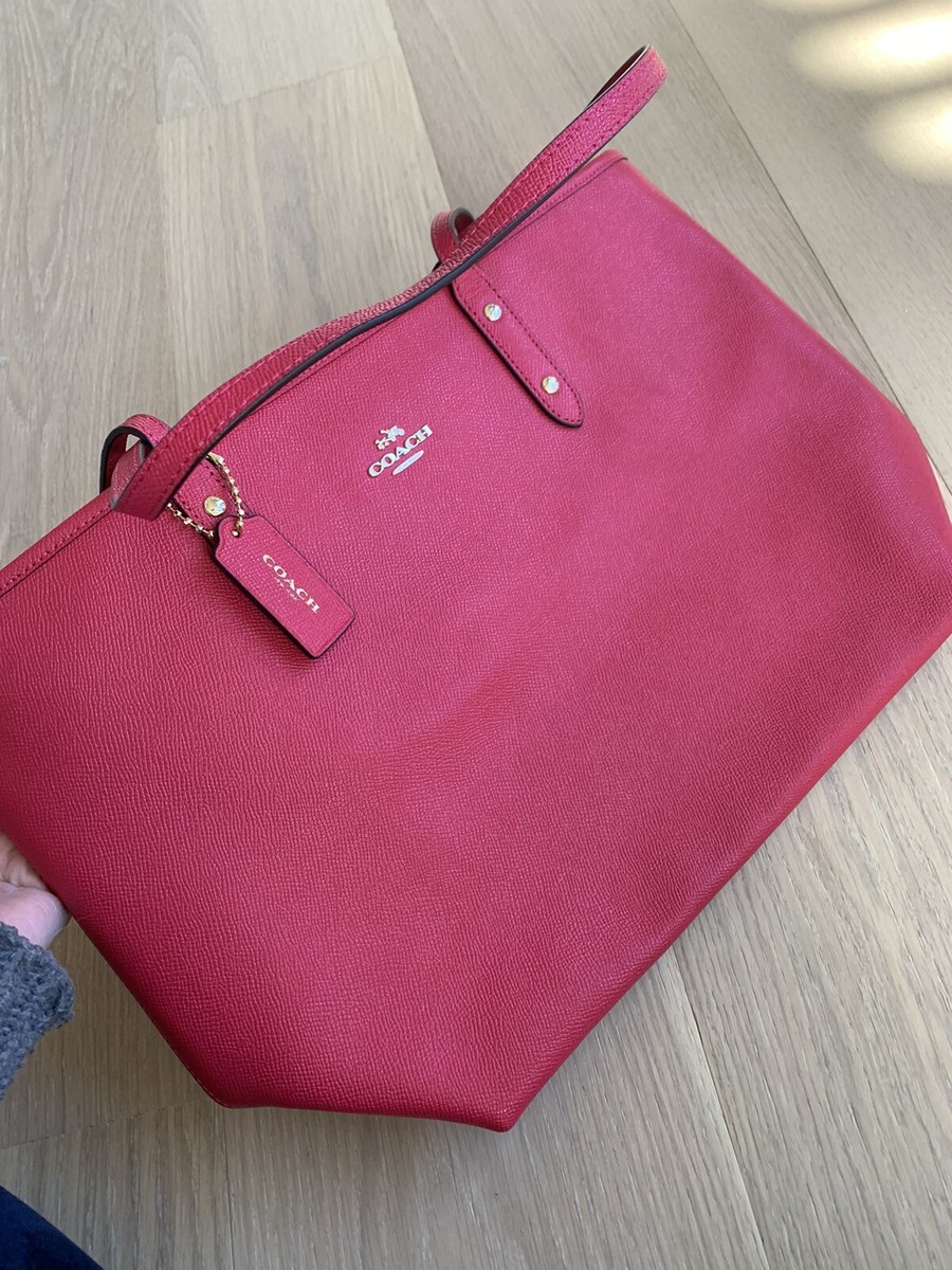 Coach Crossgrain Leather City Zip Tote Bright Pink #F57522 (New