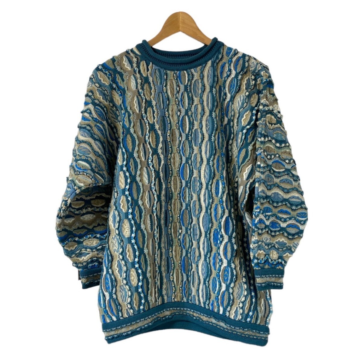 NEW COOGI 3D Knit Sweater Wool Medium Green | eBay