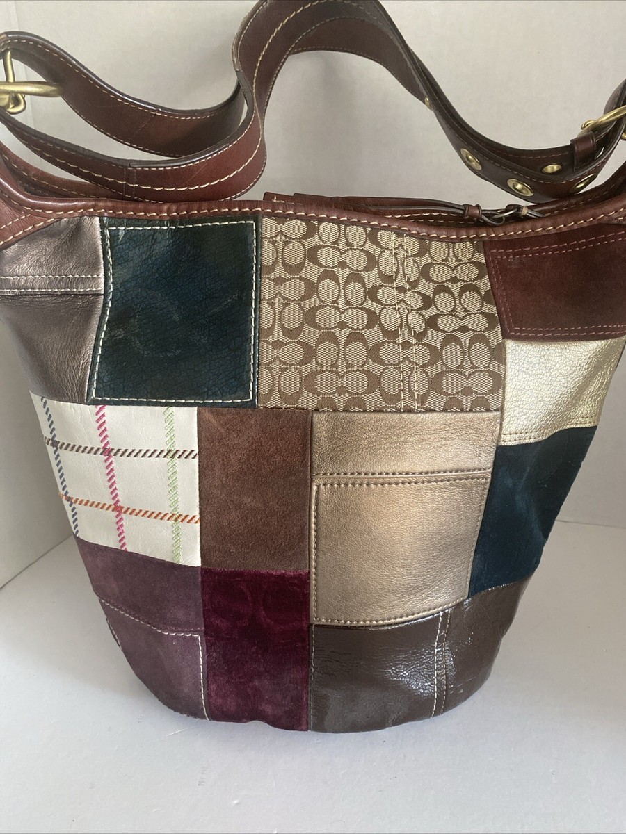 Coach Bleecker Holiday Patchwork Multicolor Duffle Bucket Shoulder