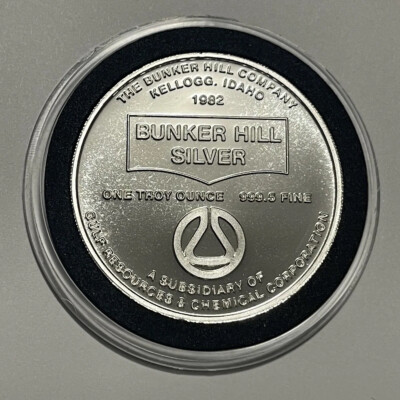 1982 Bunker Hill BH-4 Zinc Plant Coin 1 Troy Oz .999 Fine Silver