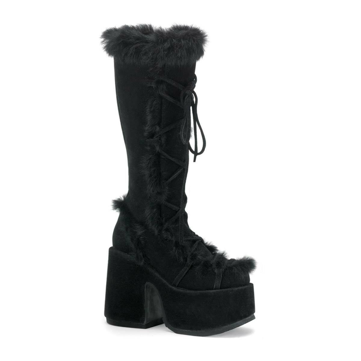 Demonia Camel-311 Stacked Black Mammoth Platform Goth Punk Knee