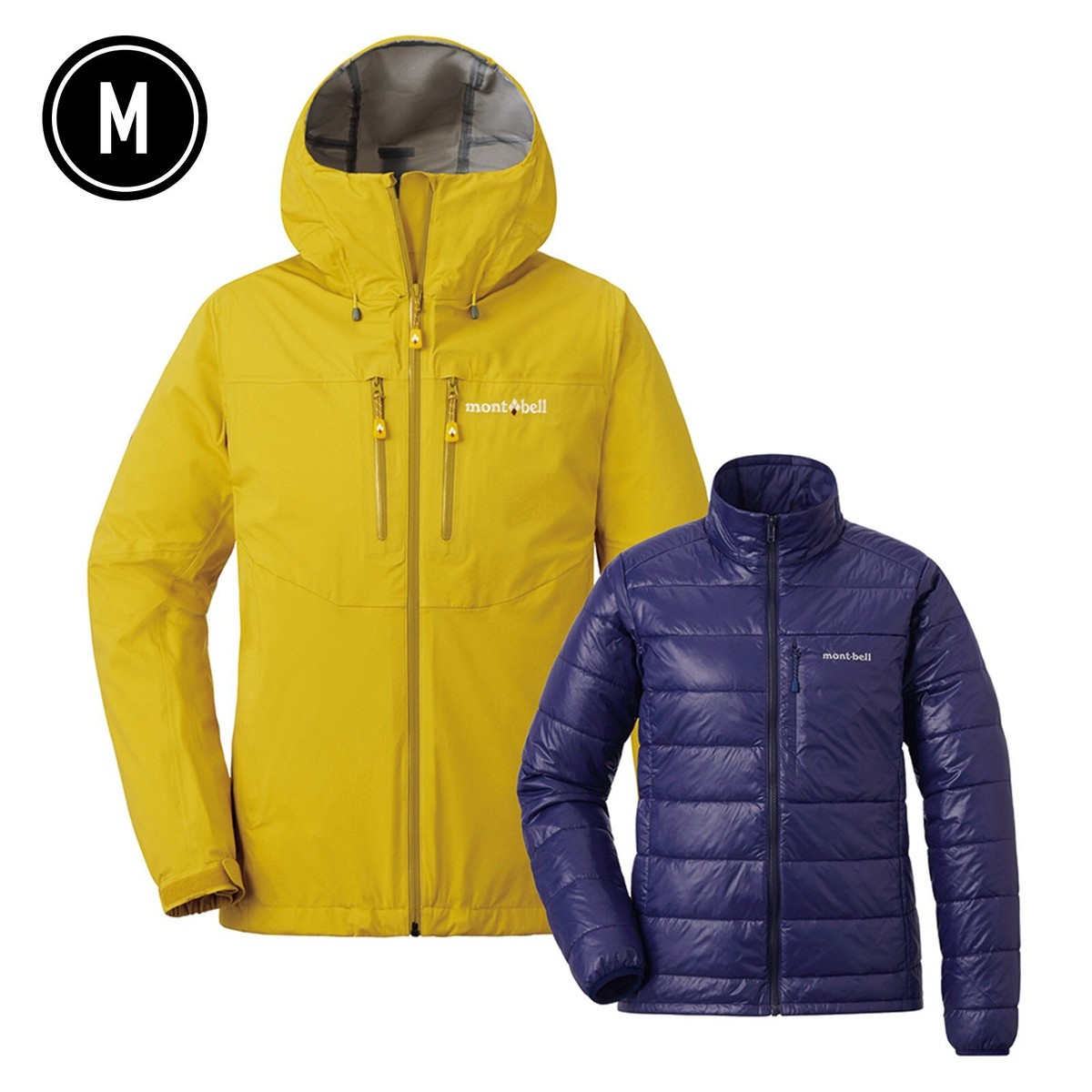 mont-bell 3in1 Fall Line Parka M Yellow Snow Sports Hoodie Jacket
