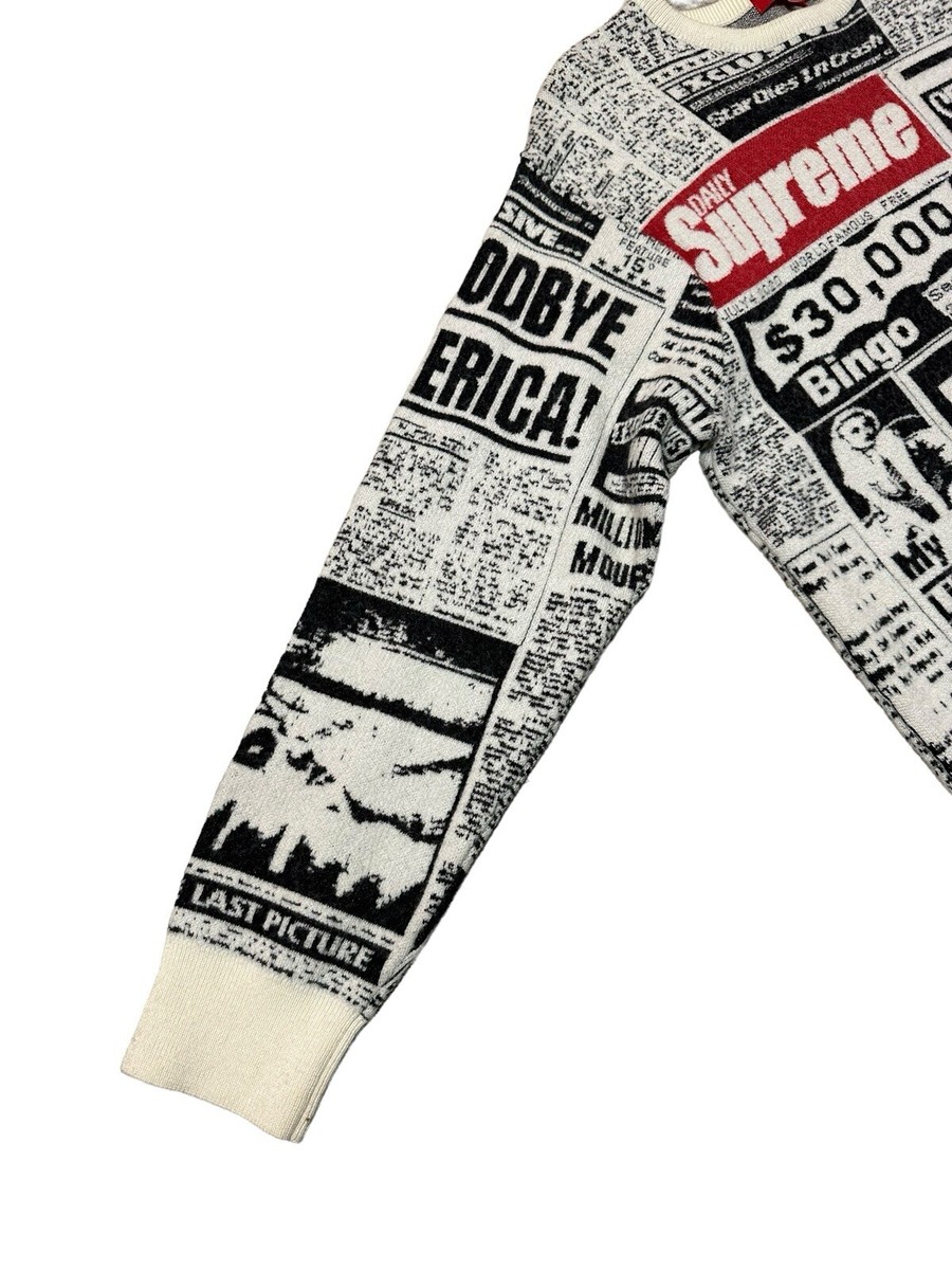 Supreme Newsprint Sweater Size XL (Shrunk) M Jumper Extrafine