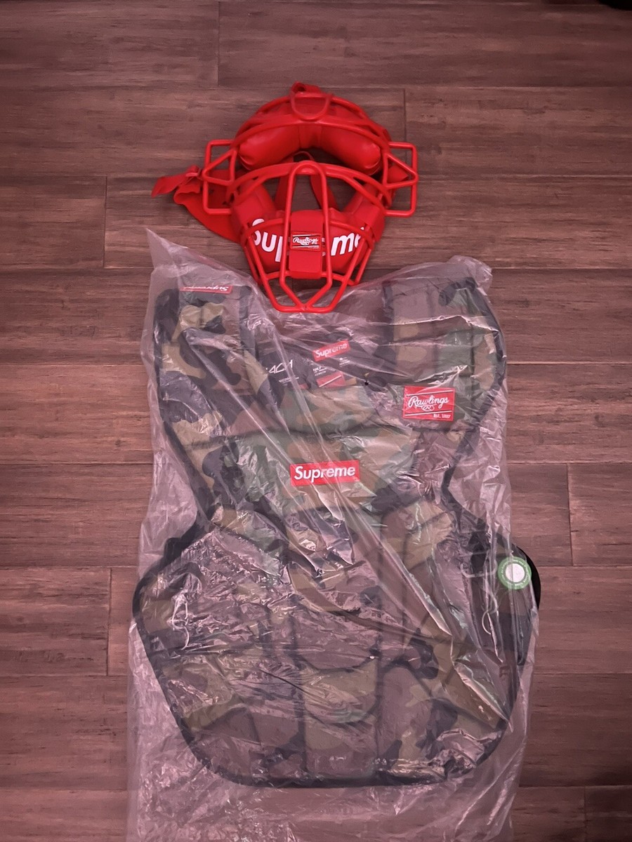 Supreme SS18 Rawlings Catcher's Mask Red & Camo Chest Protector