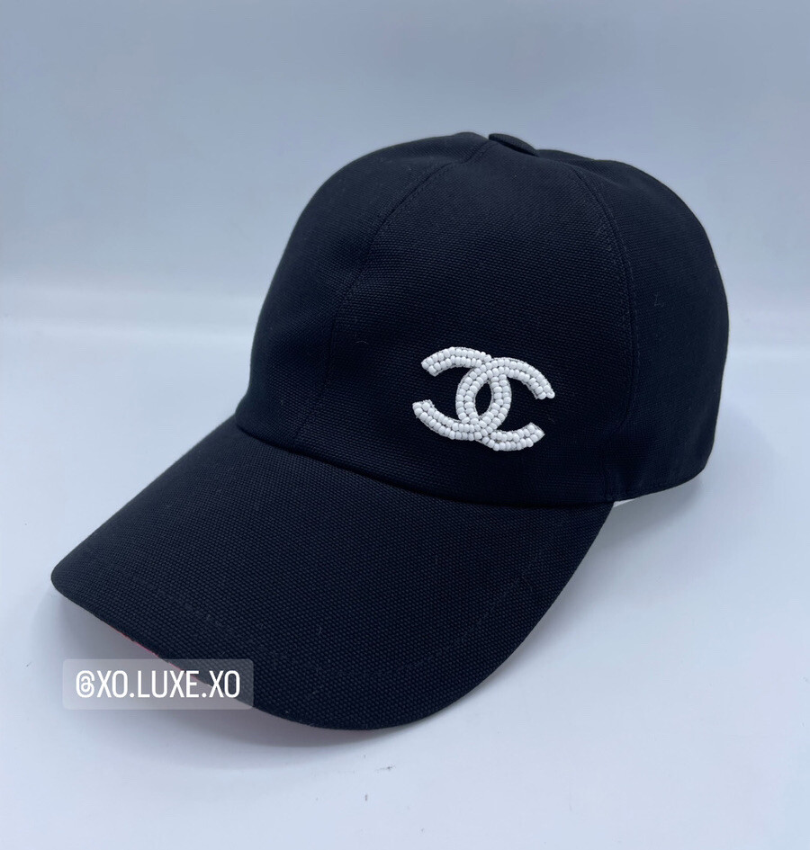 NEW Authentic CHANEL RECEIPT 23P Black Bucket Hat Logo White