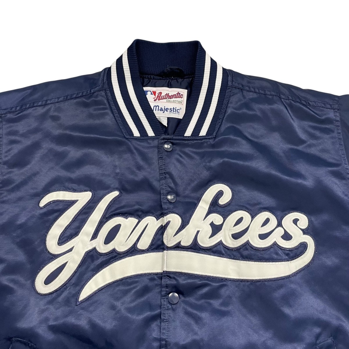 VTG 90s MLB NEW YORK YANKEES MAJESTIC AUTHENTIC SATIN BOMBER