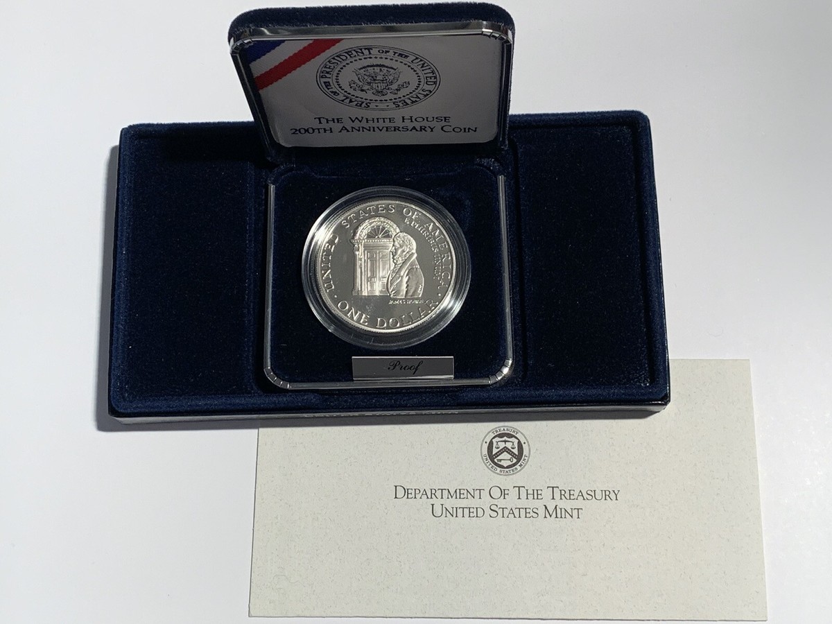 White House 200th Anniversary 1992-W Silver Proof $1 with Box