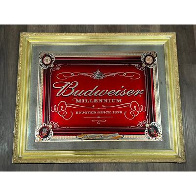 Budweiser Millennium Mirror 32.5 X 27 Gold Framed | eBay