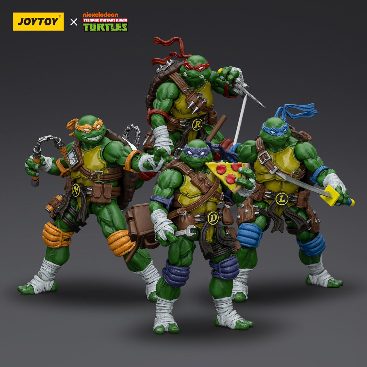 4 Pcs/Set JOYTOY TMNT Teenage Mutant Ninja Turtles 1/18 Figure