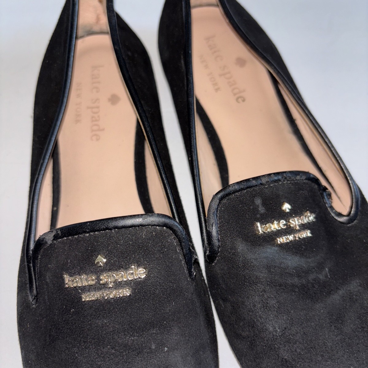 Kate Spade Claudia Loafers Black Suede Logo Flats Size 6 Dress | eBay