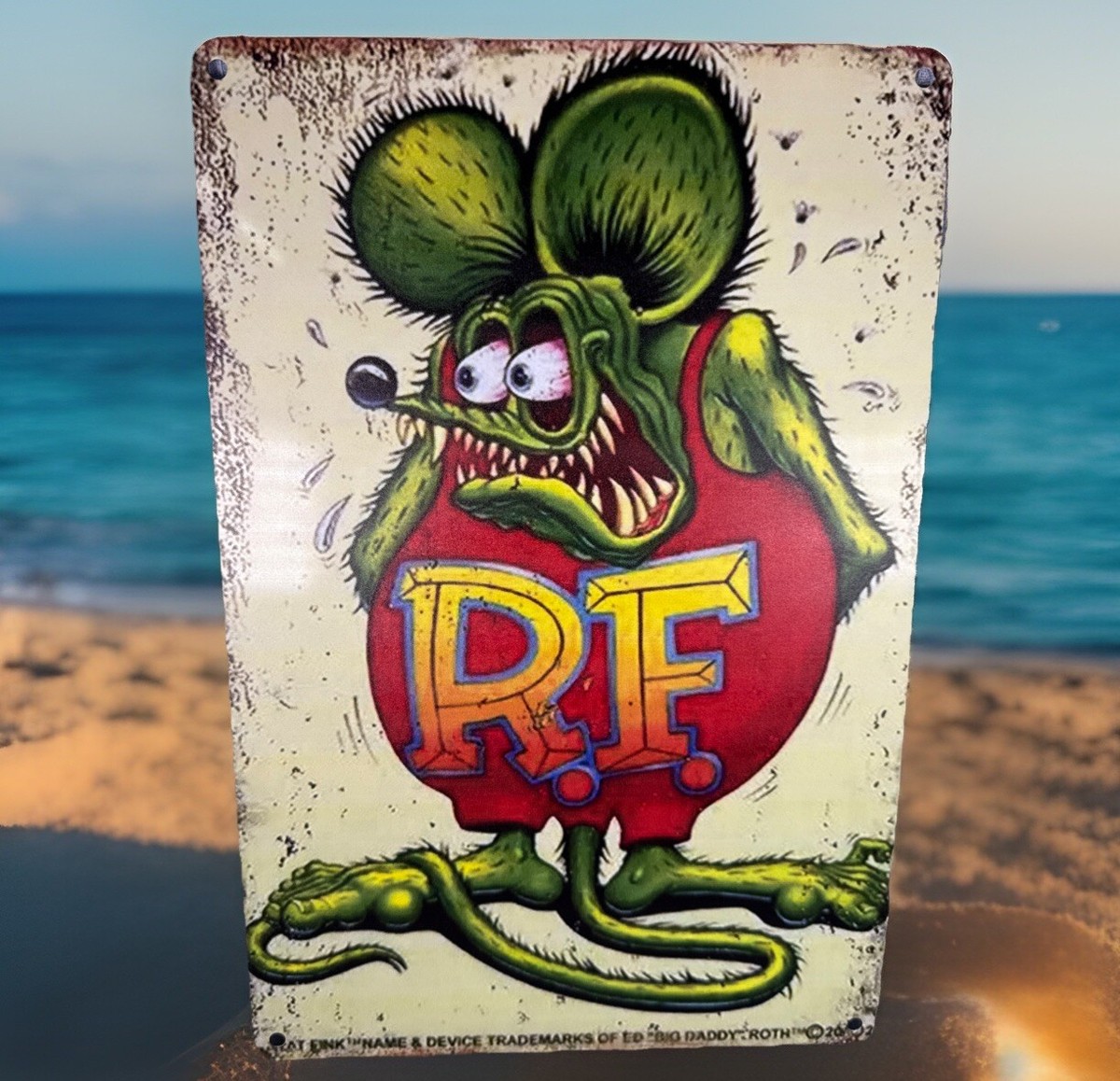 🔥RAT FINK Ed Roth RF Hot Rod 12”x8” Metal Sign Mechanic ODD T